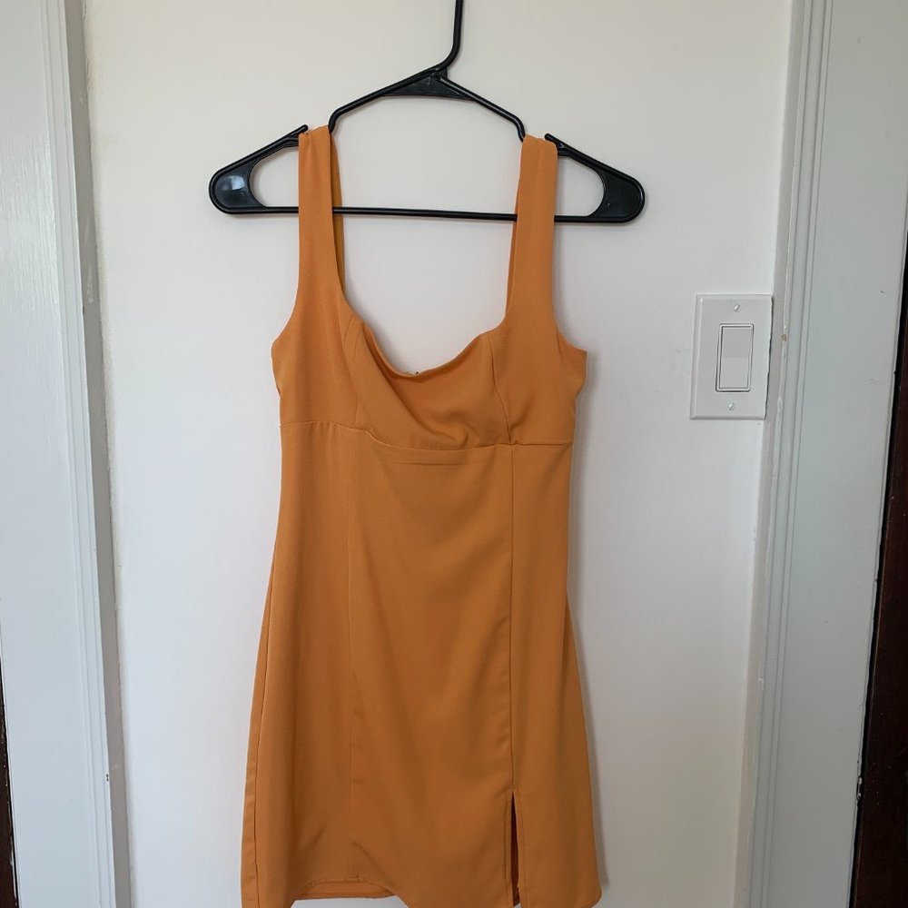 Orange Mini Dress with Slit